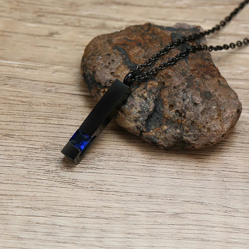Vnox Urn Necklaces for Ashes Memorial Cremation Jewelry, Stainless Steel Bar Pendant for Women Men,Keepsake Gift with CZ Stone
