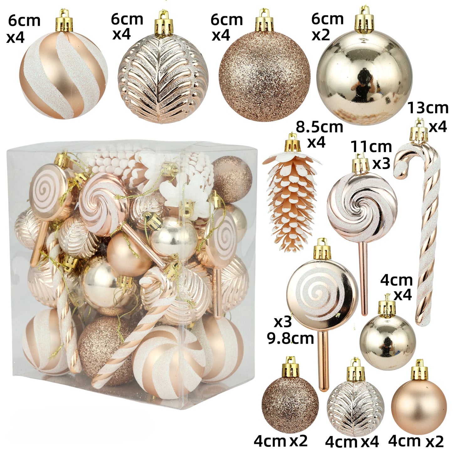 29/36/40pcs Christmas Ball Silver Red Christmas Tree Hanging Pendants Printed Special-shaped Gold Christmas Spheres 2024 New