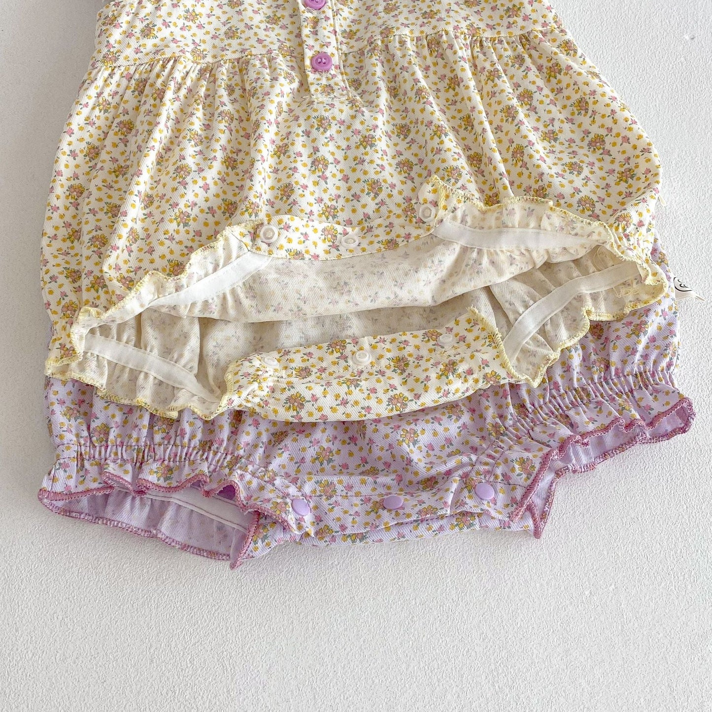 Summer Arrival Baby Girls Cute Floral Pattern Fly Sleeves Onesies-4