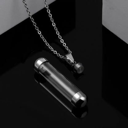 Transparent Glass Vial Necklace Wishing Bottle Dried Flower Pendant Jewellery Openable Screw Cap Steel Chain Charm Perfume Jars