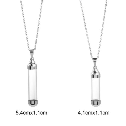 Transparent Glass Vial Necklace Wishing Bottle Dried Flower Pendant Jewellery Openable Screw Cap Steel Chain Charm Perfume Jars
