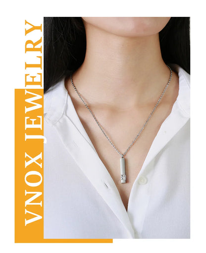 Vnox Urn Necklaces for Ashes Memorial Cremation Jewelry, Stainless Steel Bar Pendant for Women Men,Keepsake Gift with CZ Stone