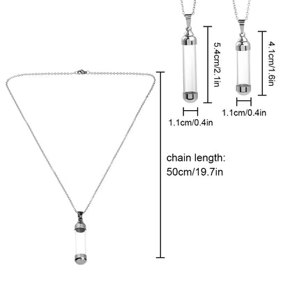 Transparent Glass Vial Necklace Wishing Bottle Dried Flower Pendant Jewellery Openable Screw Cap Steel Chain Charm Perfume Jars