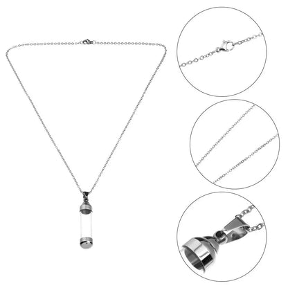 Transparent Glass Vial Necklace Wishing Bottle Dried Flower Pendant Jewellery Openable Screw Cap Steel Chain Charm Perfume Jars