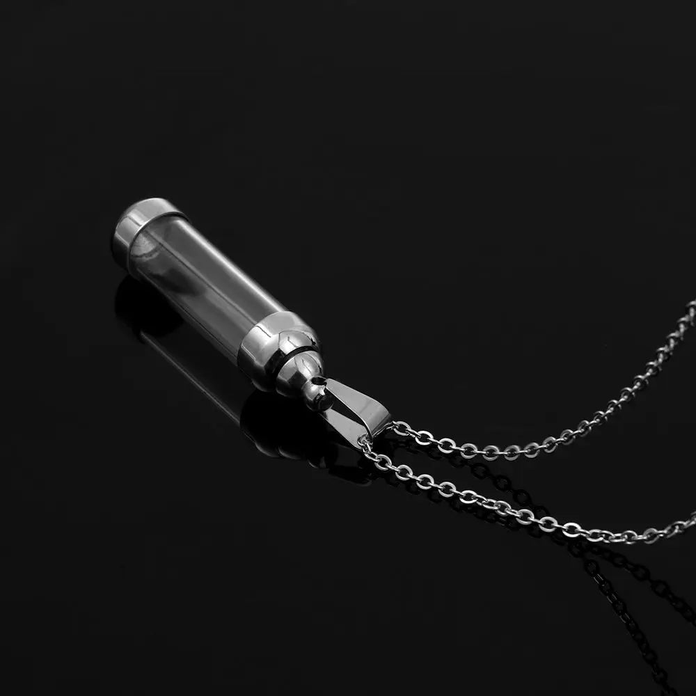 Transparent Glass Vial Necklace Wishing Bottle Dried Flower Pendant Jewellery Openable Screw Cap Steel Chain Charm Perfume Jars