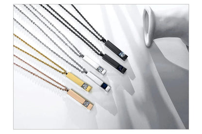 Vnox Urn Necklaces for Ashes Memorial Cremation Jewelry, Stainless Steel Bar Pendant for Women Men,Keepsake Gift with CZ Stone