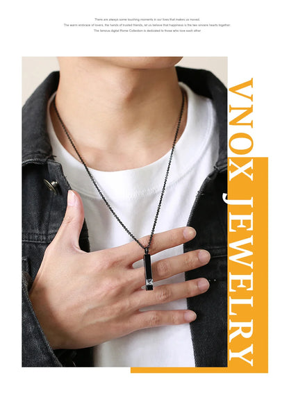 Vnox Urn Necklaces for Ashes Memorial Cremation Jewelry, Stainless Steel Bar Pendant for Women Men,Keepsake Gift with CZ Stone