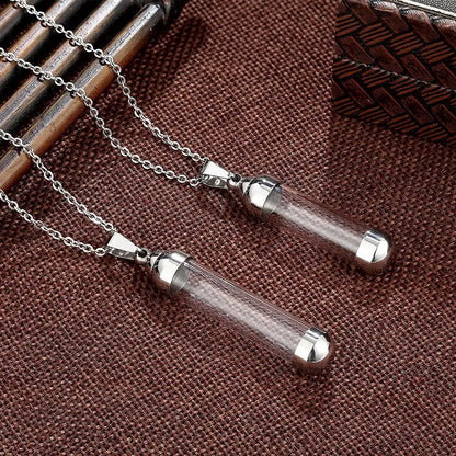 Transparent Glass Vial Necklace Wishing Bottle Dried Flower Pendant Jewellery Openable Screw Cap Steel Chain Charm Perfume Jars