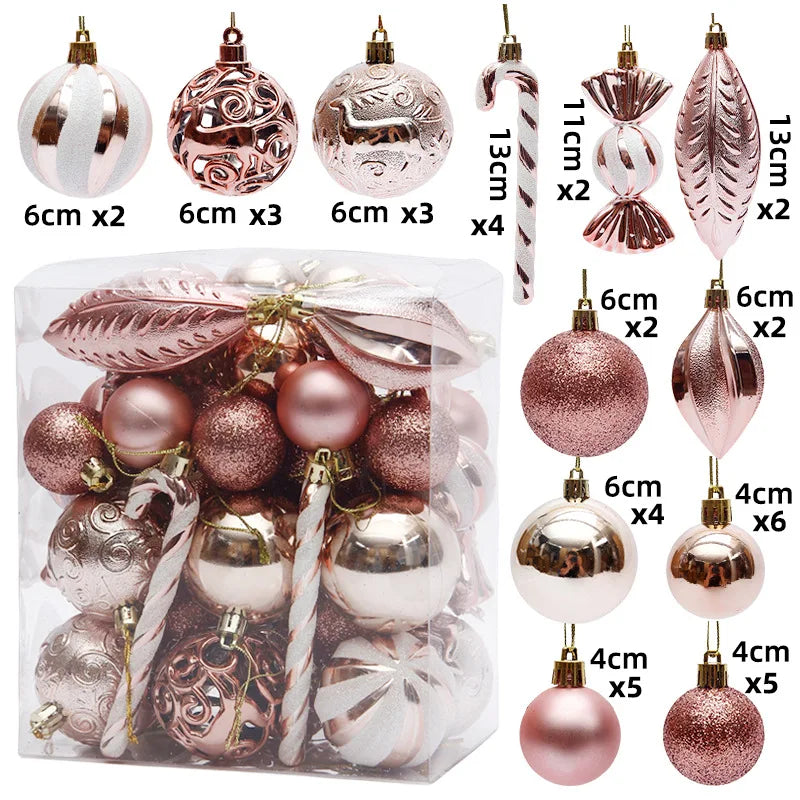 29/36/40pcs Christmas Ball Silver Red Christmas Tree Hanging Pendants Printed Special-shaped Gold Christmas Spheres 2024 New