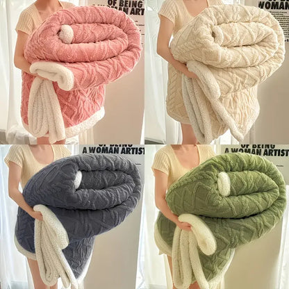 1pc Jacquard Sherpa Weighted Blanket 10lbs for Adults- Soft, Warm, and Thickened Calm Blanket for Ultimate Comfort