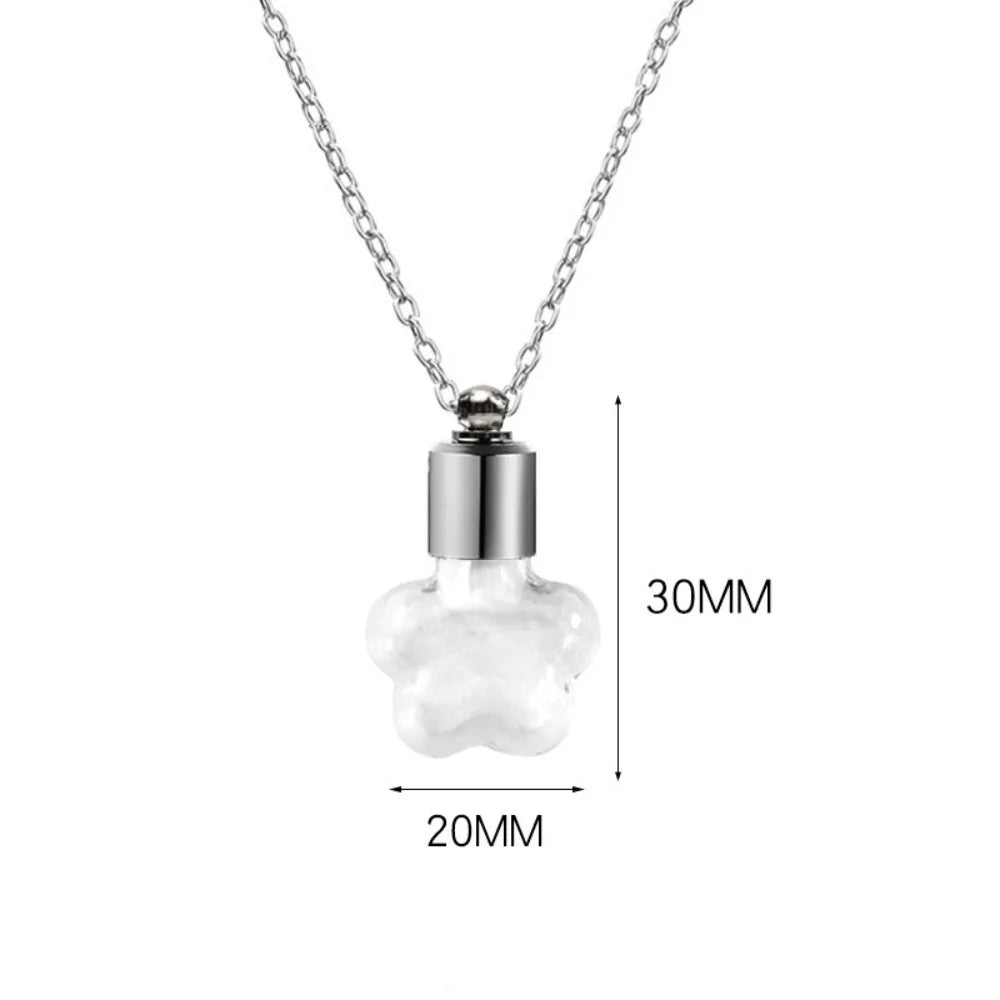Transparent Glass Vial Necklace Wishing Bottle Dried Flower Pendant Jewellery Openable Screw Cap Steel Chain Charm Perfume Jars