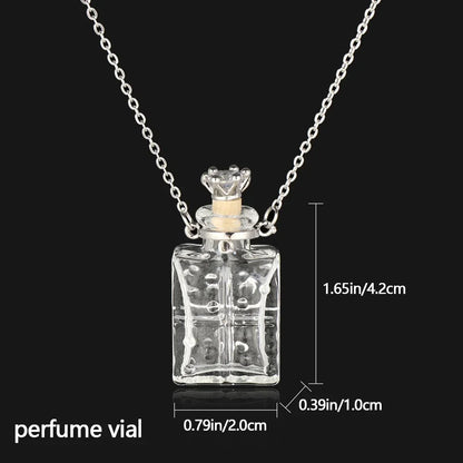Transparent Glass Vial Necklace Wishing Bottle Dried Flower Pendant Jewellery Openable Screw Cap Steel Chain Charm Perfume Jars