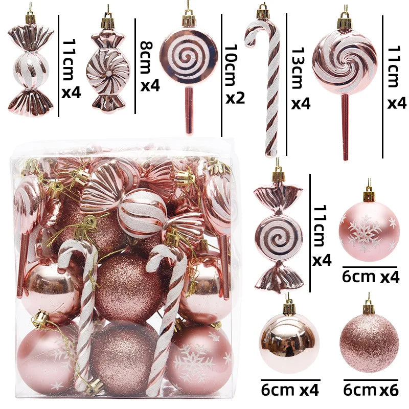 29/36/40pcs Christmas Ball Silver Red Christmas Tree Hanging Pendants Printed Special-shaped Gold Christmas Spheres 2024 New
