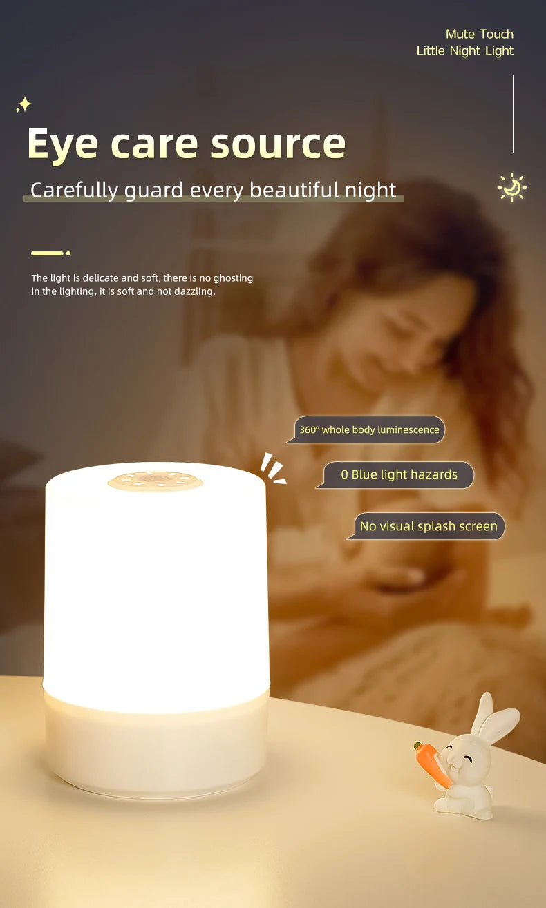 Night Lamp USB LED Table With Switch Rechargeable Three Colors Lights For Kitchen Hallway Closet Bedroom Home Touch Night Light