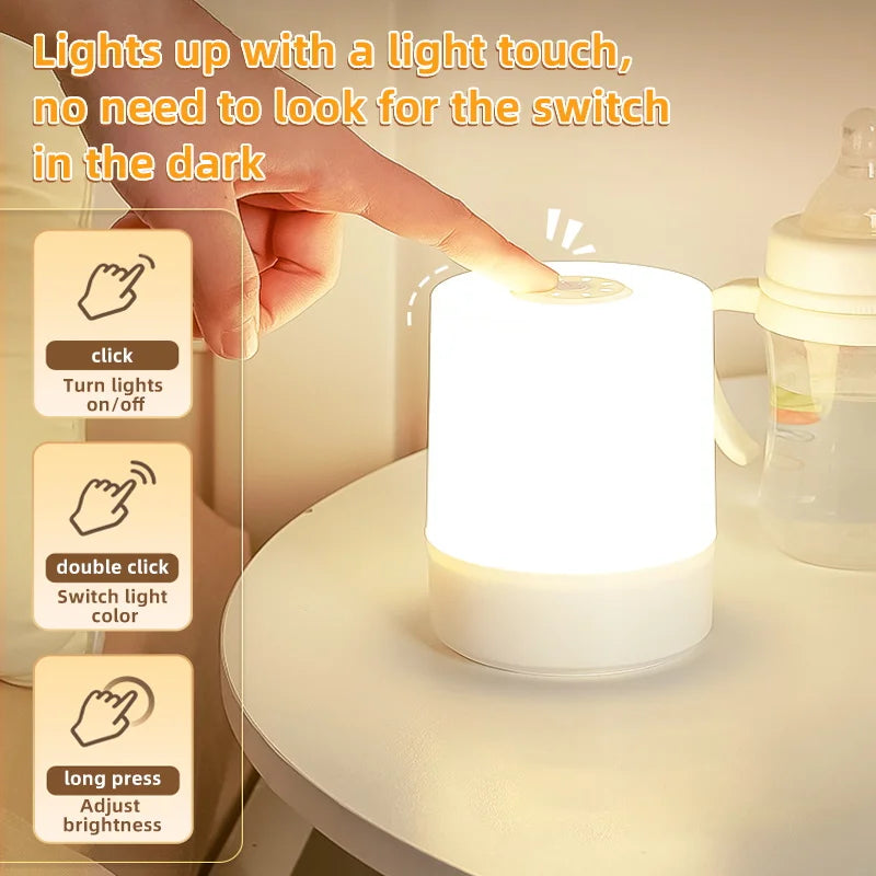 Night Lamp USB LED Table With Switch Rechargeable Three Colors Lights For Kitchen Hallway Closet Bedroom Home Touch Night Light
