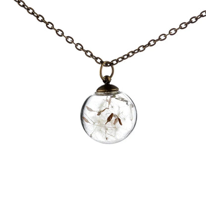 Transparent Glass Vial Necklace Wishing Bottle Dried Flower Pendant Jewellery Openable Screw Cap Steel Chain Charm Perfume Jars