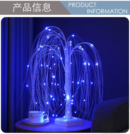 LED Night Light 16 Color Weeping Willow Tabletop Lamp Bedroom Bedside Party Wedding Christmas Office Decor Gift Fairy Tree Light