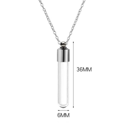 Transparent Glass Vial Necklace Wishing Bottle Dried Flower Pendant Jewellery Openable Screw Cap Steel Chain Charm Perfume Jars