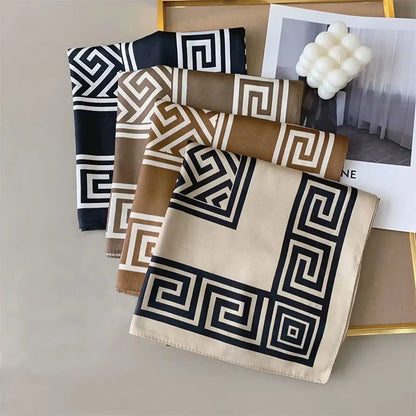 New Fashion Luxury Printing 90*90CM Women Scarf Satin Twill Square Big Shawl Elegant Headscarf Beach Sun Protection Bandana