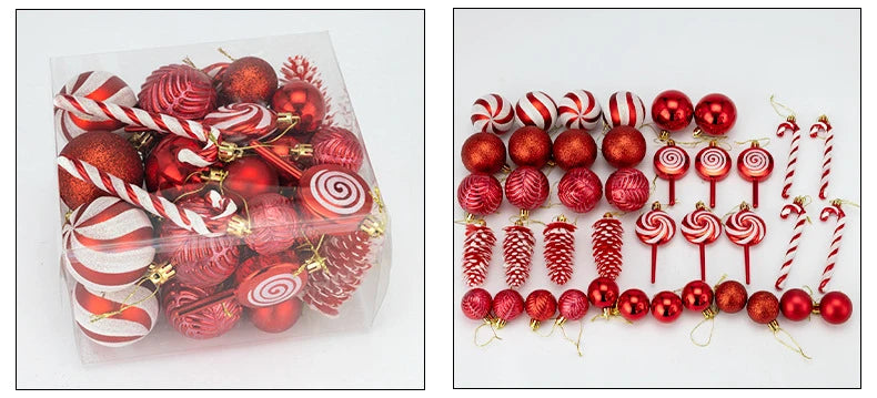 29/36/40pcs Christmas Ball Silver Red Christmas Tree Hanging Pendants Printed Special-shaped Gold Christmas Spheres 2024 New