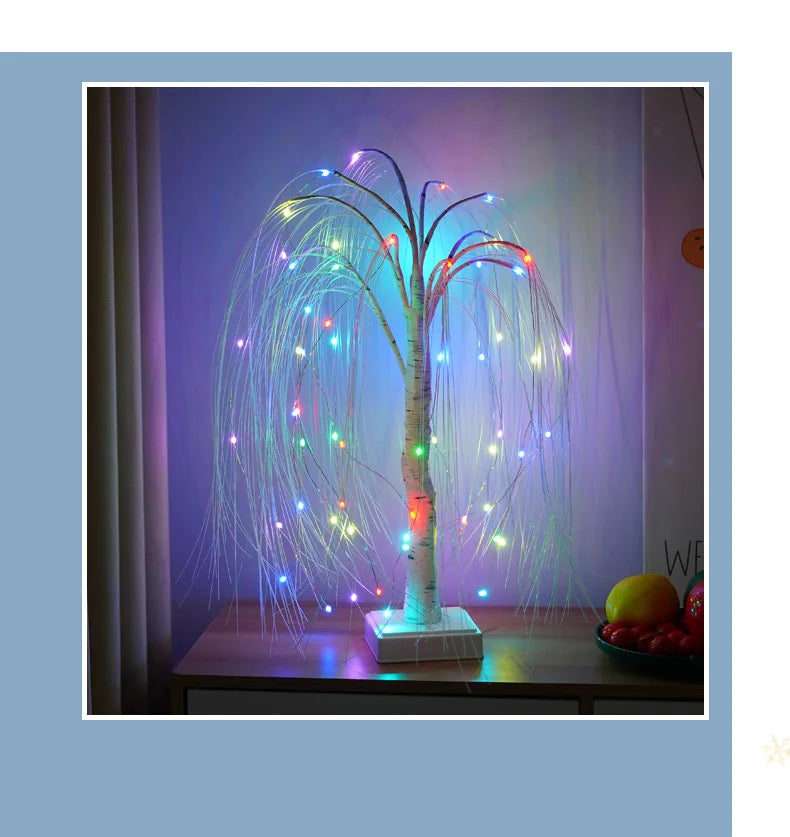 LED Night Light 16 Color Weeping Willow Tabletop Lamp Bedroom Bedside Party Wedding Christmas Office Decor Gift Fairy Tree Light