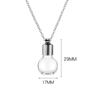 Transparent Glass Vial Necklace Wishing Bottle Dried Flower Pendant Jewellery Openable Screw Cap Steel Chain Charm Perfume Jars