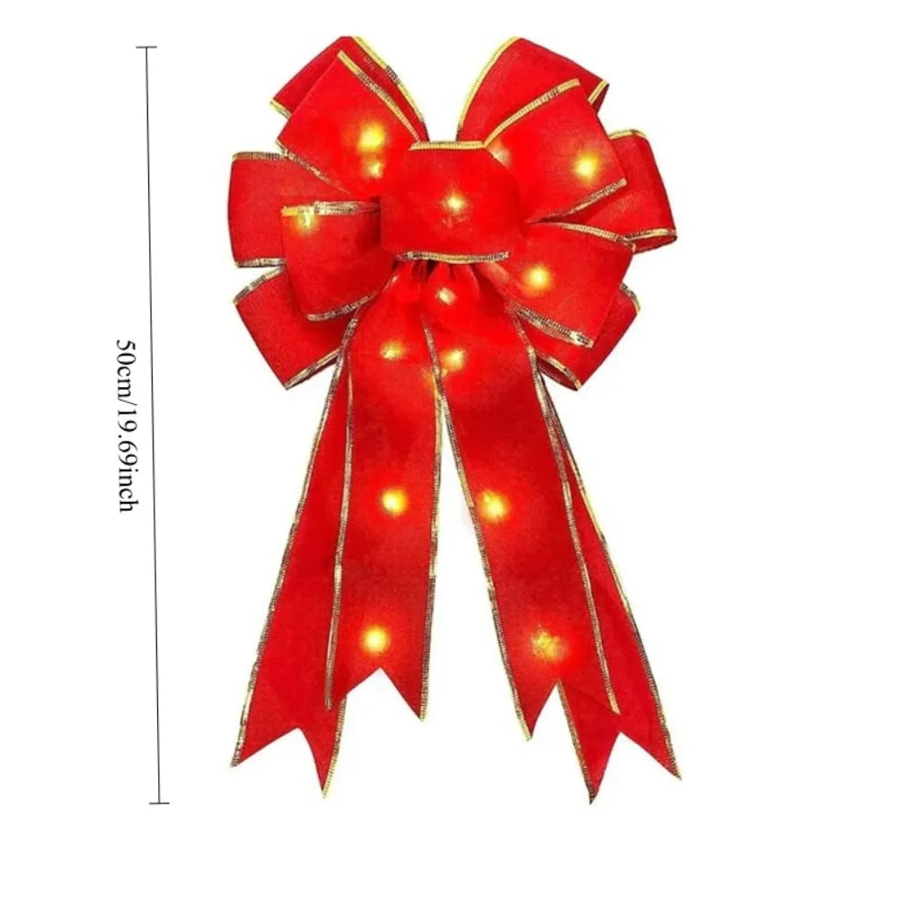 50cm Christmas Ribbon Bow Decorations Xmas Tree Fabric Edging Ribbon Bow Pendent Home Christmas Decoration Bows for Crafts 2025
