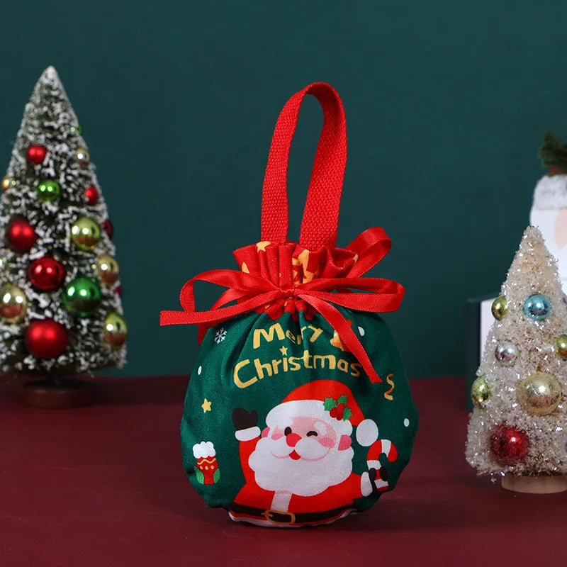 1-5Pcs Christmas Handheld Handle Drawstring Bag New Year Party Holiday Snacks Jewelry Snacks Christmas Eve Apple Storage Bag