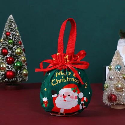 1-5Pcs Christmas Handheld Handle Drawstring Bag New Year Party Holiday Snacks Jewelry Snacks Christmas Eve Apple Storage Bag