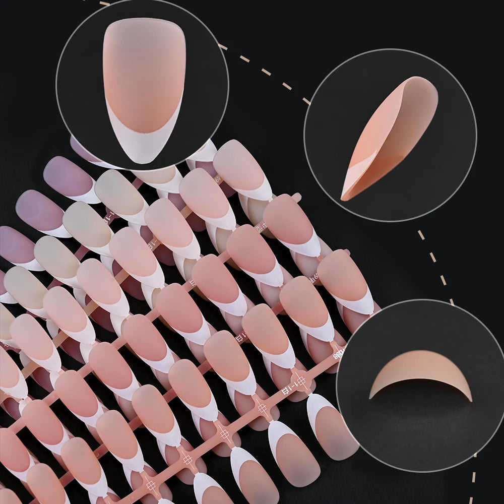 150Pcs Pre-made French False Nails Scarless Coffin Almond Fake Nail Artificial Fingernails Press on Nails for Nail Extension