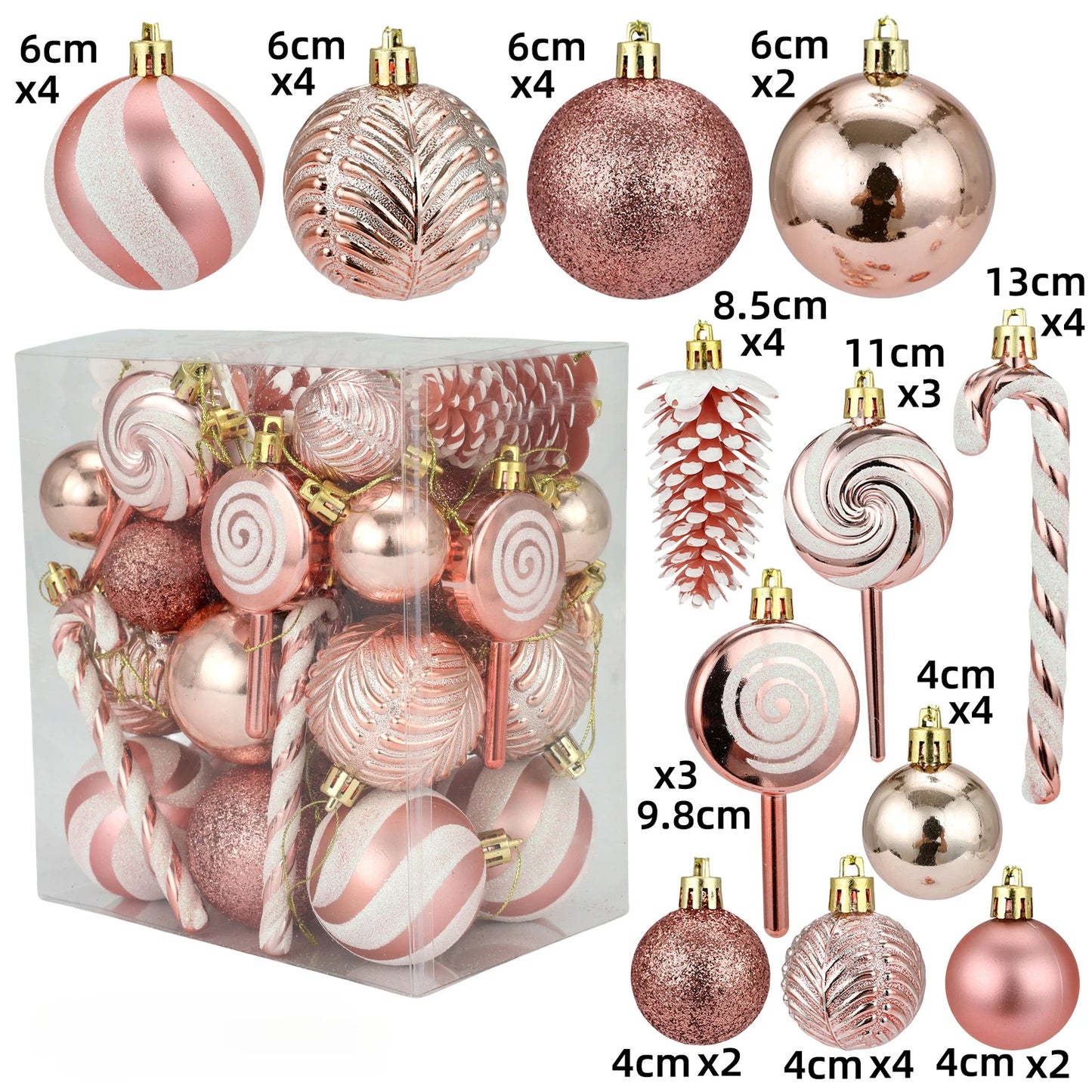 29/36/40pcs Christmas Ball Silver Red Christmas Tree Hanging Pendants Printed Special-shaped Gold Christmas Spheres 2024 New