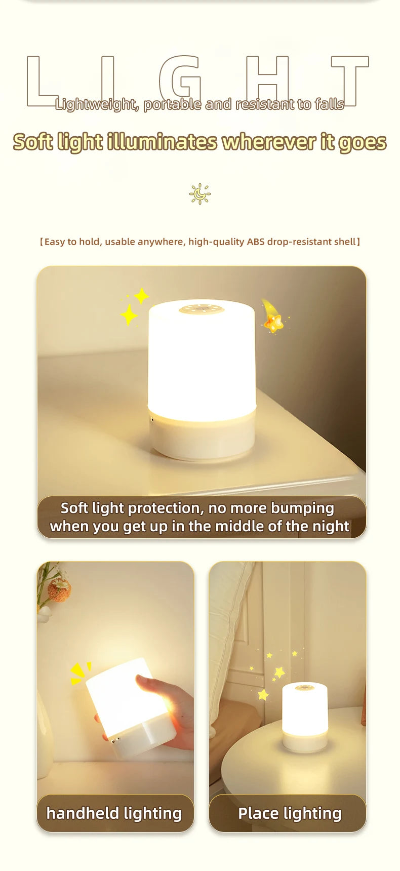 Night Lamp USB LED Table With Switch Rechargeable Three Colors Lights For Kitchen Hallway Closet Bedroom Home Touch Night Light
