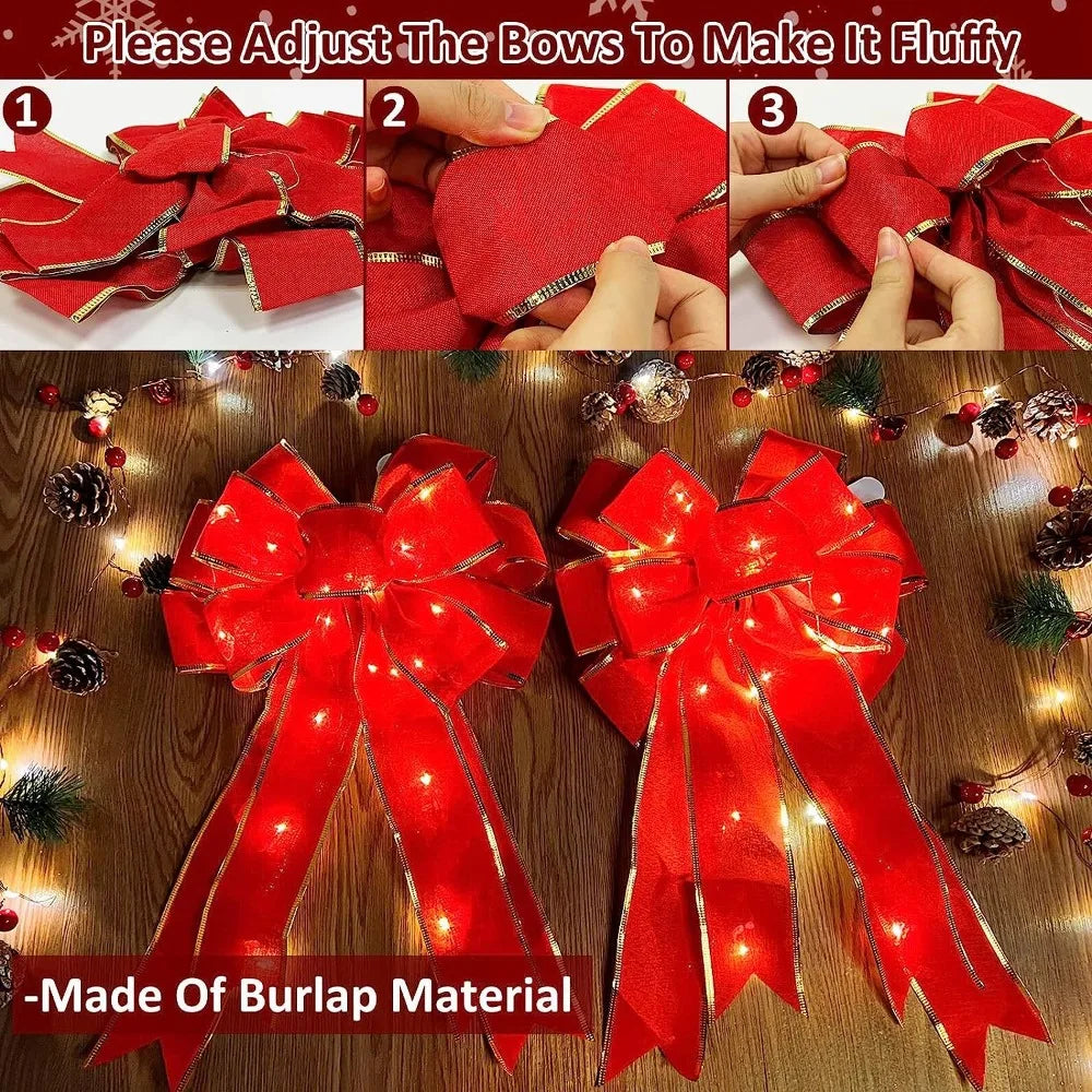 50cm Christmas Ribbon Bow Decorations Xmas Tree Fabric Edging Ribbon Bow Pendent Home Christmas Decoration Bows for Crafts 2025