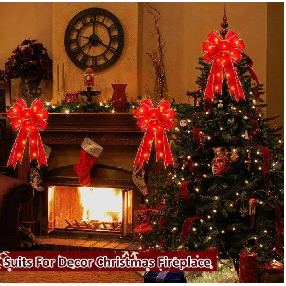 50cm Christmas Ribbon Bow Decorations Xmas Tree Fabric Edging Ribbon Bow Pendent Home Christmas Decoration Bows for Crafts 2025