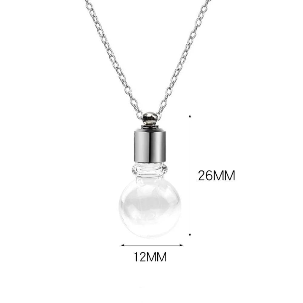 Transparent Glass Vial Necklace Wishing Bottle Dried Flower Pendant Jewellery Openable Screw Cap Steel Chain Charm Perfume Jars