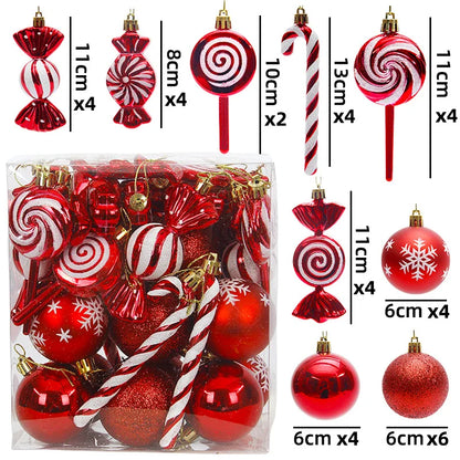 29/36/40pcs Christmas Ball Silver Red Christmas Tree Hanging Pendants Printed Special-shaped Gold Christmas Spheres 2024 New