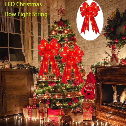 50cm Christmas Ribbon Bow Decorations Xmas Tree Fabric Edging Ribbon Bow Pendent Home Christmas Decoration Bows for Crafts 2025