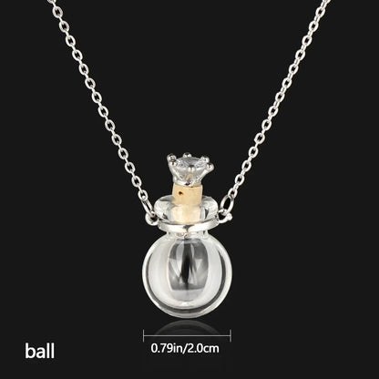 Transparent Glass Vial Necklace Wishing Bottle Dried Flower Pendant Jewellery Openable Screw Cap Steel Chain Charm Perfume Jars