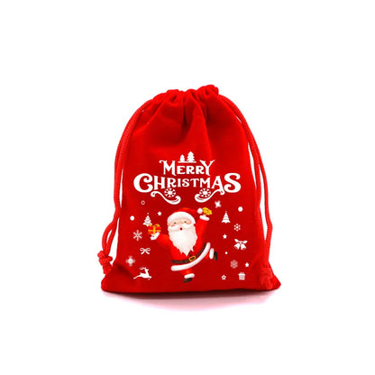 Christmas Velvet Bags 9x12cm 13x18cm Small Candy Gifts Bag Drawstring Pouch Xmas Decoration Favor Bracelet Jewelry Packaging Bag