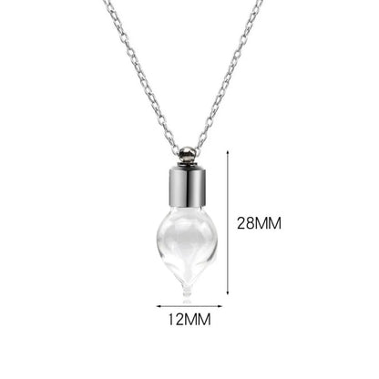Transparent Glass Vial Necklace Wishing Bottle Dried Flower Pendant Jewellery Openable Screw Cap Steel Chain Charm Perfume Jars