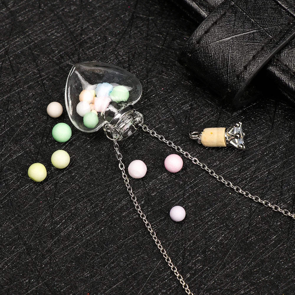 Transparent Glass Vial Necklace Wishing Bottle Dried Flower Pendant Jewellery Openable Screw Cap Steel Chain Charm Perfume Jars