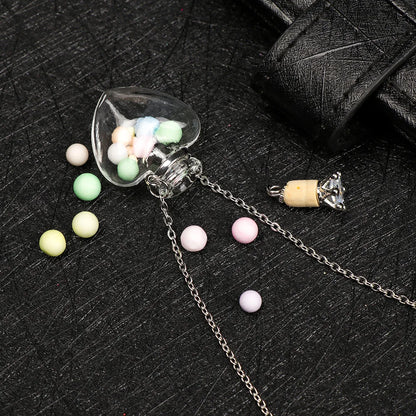 Transparent Glass Vial Necklace Wishing Bottle Dried Flower Pendant Jewellery Openable Screw Cap Steel Chain Charm Perfume Jars