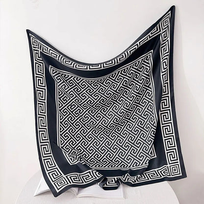 New Fashion Luxury Printing 90*90CM Women Scarf Satin Twill Square Big Shawl Elegant Headscarf Beach Sun Protection Bandana