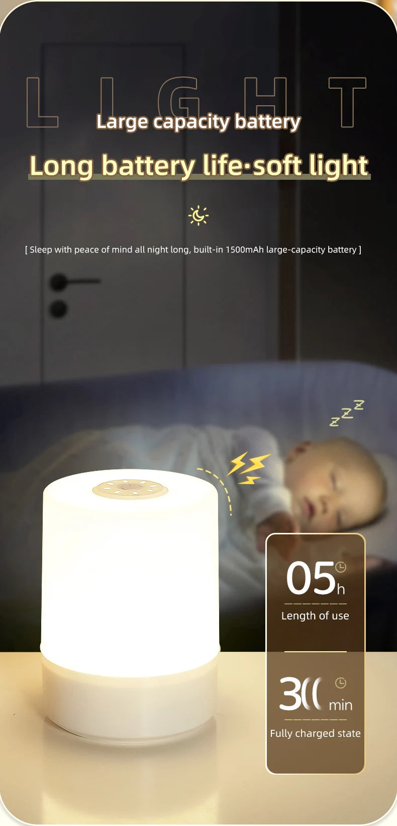Night Lamp USB LED Table With Switch Rechargeable Three Colors Lights For Kitchen Hallway Closet Bedroom Home Touch Night Light