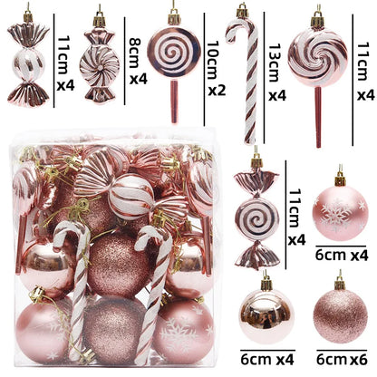 29/36/40pcs Christmas Ball Silver Red Christmas Tree Hanging Pendants Printed Special-shaped Gold Christmas Spheres 2024 New