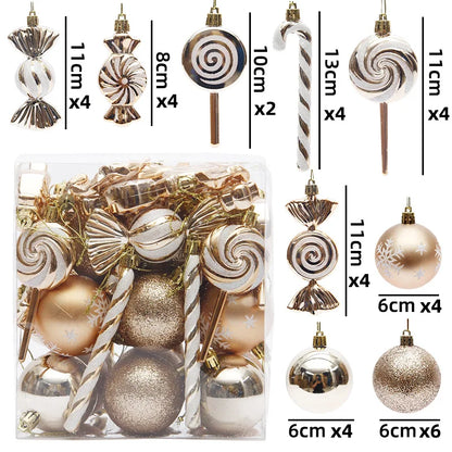 29/36/40pcs Christmas Ball Silver Red Christmas Tree Hanging Pendants Printed Special-shaped Gold Christmas Spheres 2024 New