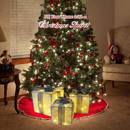 Set of 3 Christmas Lighted Gift Boxes,LED Light Up Present Box Decorations for Outdoor Indoor Christmas Tree, Yard, Home Decor