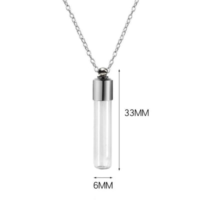 Transparent Glass Vial Necklace Wishing Bottle Dried Flower Pendant Jewellery Openable Screw Cap Steel Chain Charm Perfume Jars
