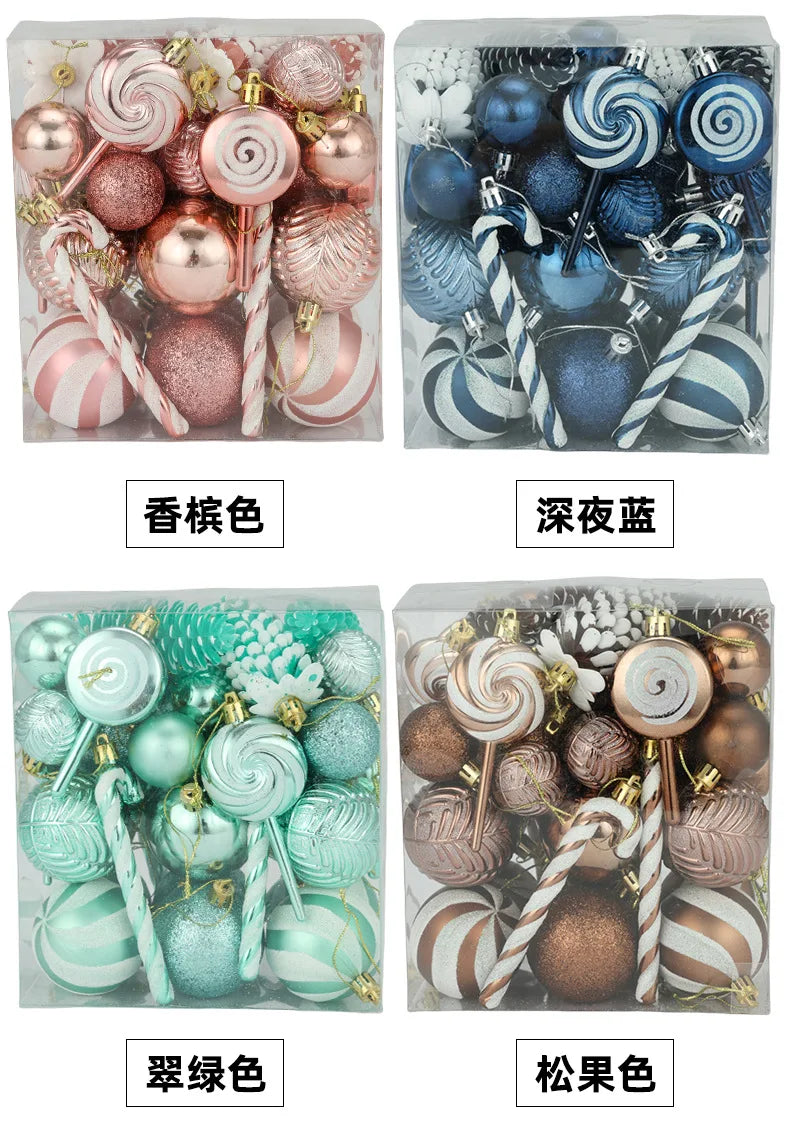 29/36/40pcs Christmas Ball Silver Red Christmas Tree Hanging Pendants Printed Special-shaped Gold Christmas Spheres 2024 New