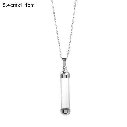 Transparent Glass Vial Necklace Wishing Bottle Dried Flower Pendant Jewellery Openable Screw Cap Steel Chain Charm Perfume Jars